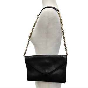 J. Crew Pebbled Leather Envelope Clutch with Gold Chain Shoulder Strap